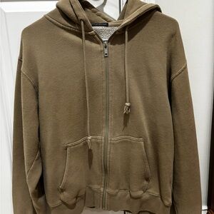 Brandy Melville Tan/Beige Zip-Up Hoodie